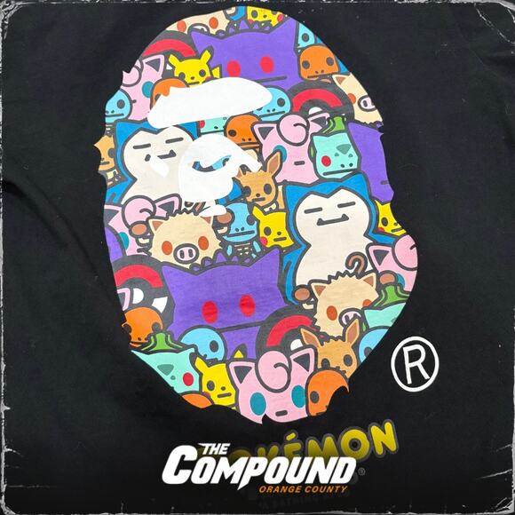 BAPE - SS21 Baby Milo x Pokemon Ape Head #11 Tee - Medium - Black - Used - Picture 2 of 9